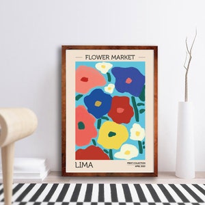 Flower Market Lima Print - Modern Art - Floral Poster - Florist Gift - Home Decor - Wall Art - Chic - Minimal - Vogue - Trending Art