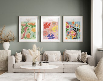 Flower Market Prints - Set of 3 Prints - Gallery Wall Set - Exhibition Art - Set of 3 Posters - Floral Wall Art - Trending Wall Posters