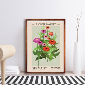 Flower Market Germany Print - Modern Art - Floral Poster - Florist Gift - Home Decor - Wall Art - Chic - Minimal - Vogue - Trending Art