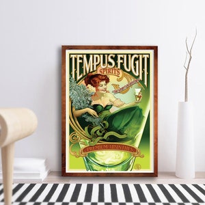 Absinthe Tempus Fugit Vintage Poster - Alcohol Prints - Alcohol Advertising - Retro Alcohol Posters - Bar Decor Art - Alcohol Wall Decor