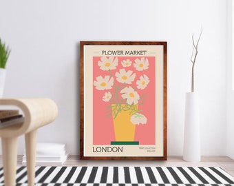 Flower Market London Poster Print - London Poster - Floral Poster Print - Florist Gift - Home Decor - London Art - Boho Print - Trending Art