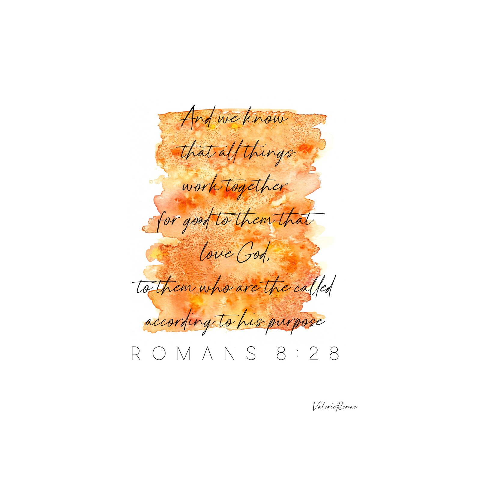 Romans 8:28 Watercolor Art Print Digital Bible Verse | Etsy