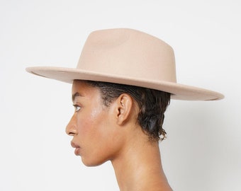 Women's Cream Wide Brim Fedora Hat with String, Big Wide Brim Fedora Hats for Women Men Western Suede Hat Large Felt Panama Hat Rancher Hat