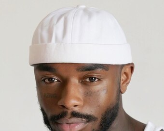 White Docker Brimless Adjustable Hat