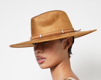 Women's Tawny Velvet Western Fedora with details