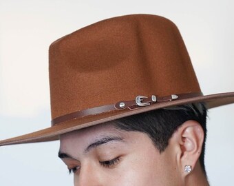 Men's Gingerbread Brown Fedora with buckle detail