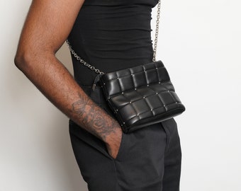 Black Vegan Padded Leather Bag