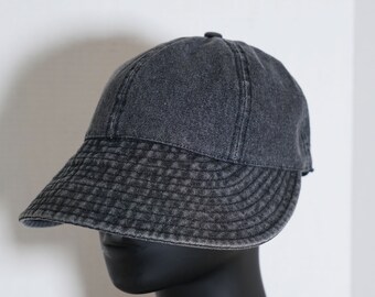 Schwarzer Denim Fischerhut für Damen, Outdoor Sonnenhut für Herren und Damen, Distressed Vintage Style, breit