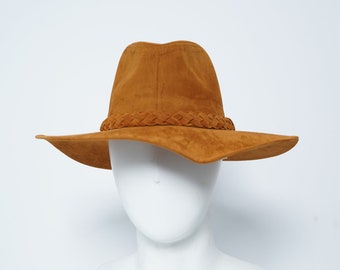Wide Brim Vegan Suede Fedora | Teardrop Rancher Hat  display picture 3