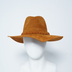 Unisex Caramel Brown Fedora Hat Big Wide Brim Fedora Hats for Women Men Western Suede Hat Large Felt Panama Hat Rancher Hat
