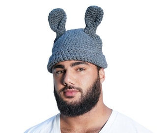 Grey Bunny Knitted Hat