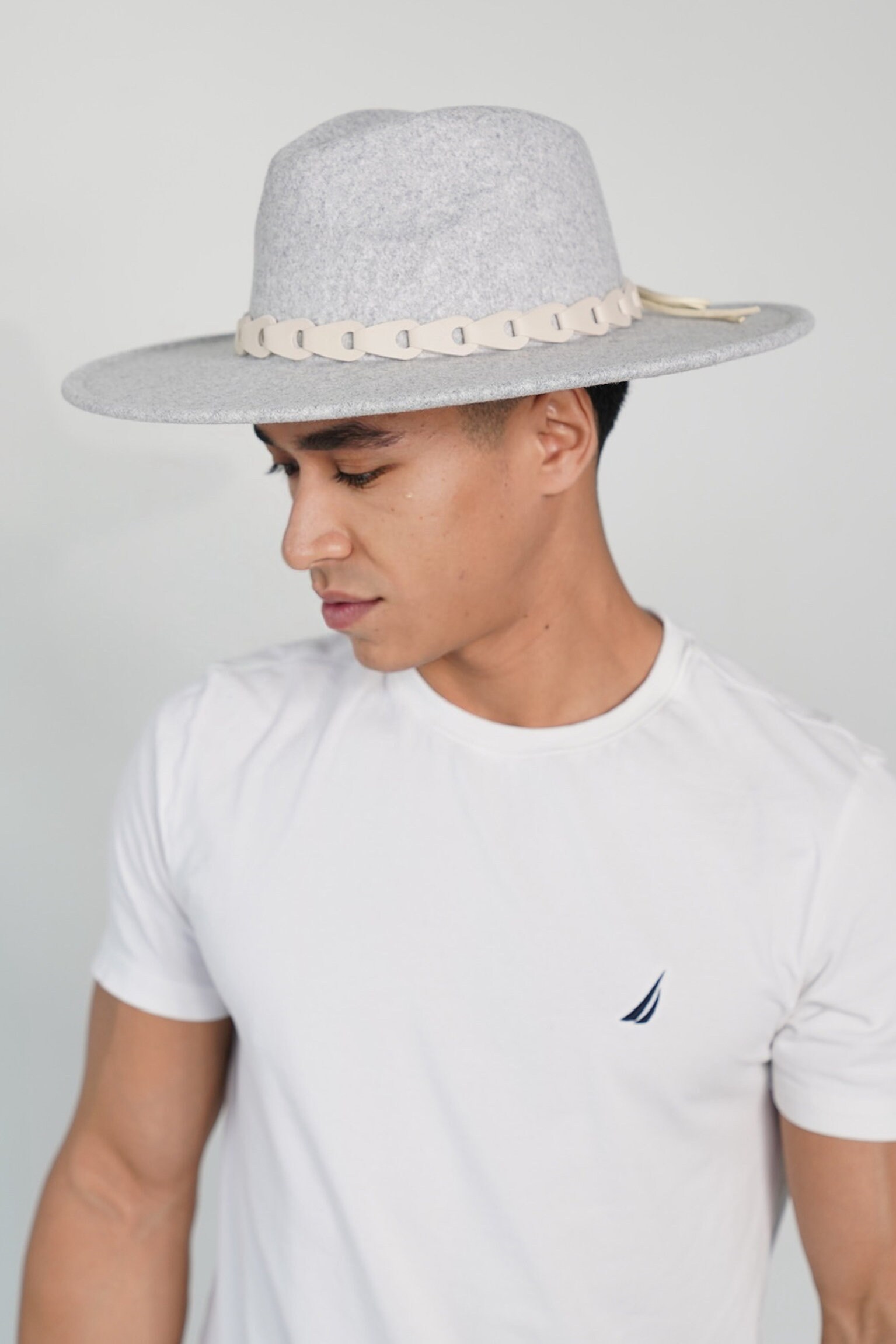 Fedora Grey Hat Unisex Classy Chic Men Women Man Woman Fedora Hat, Gray Fedora Hat, Wide Brim Gray Fedora  main image 3