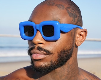 Blue Puffed Retro Shades