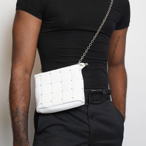 White Vegan Padded Leather Bag