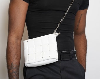 White Vegan Padded Leather Bag