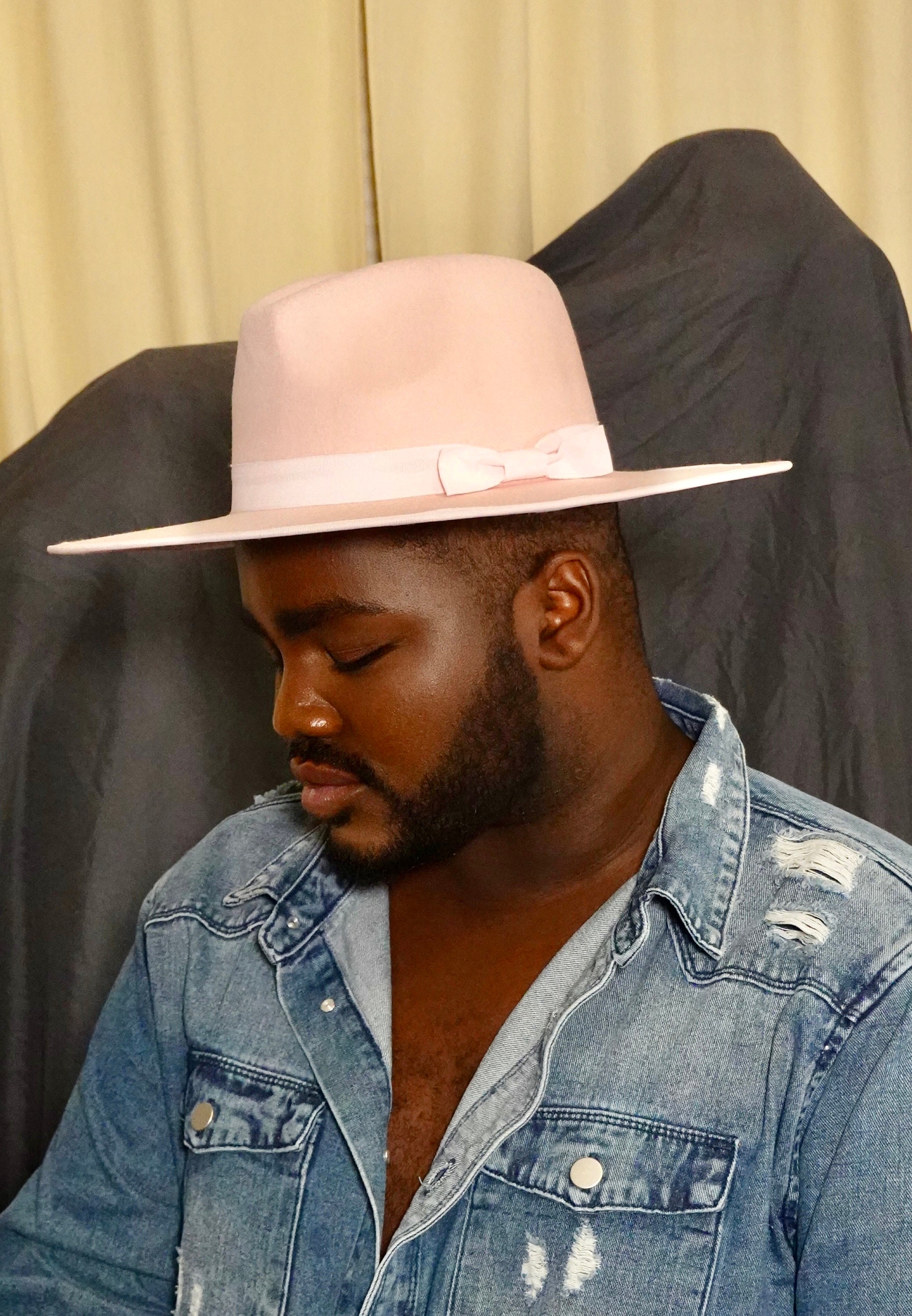 Pink Fedora Hat With Ribbon, Unisex Fedora Hat Classic Wide