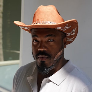 Star Studded Brown Embroidered Western Cowboy Hat for men and women