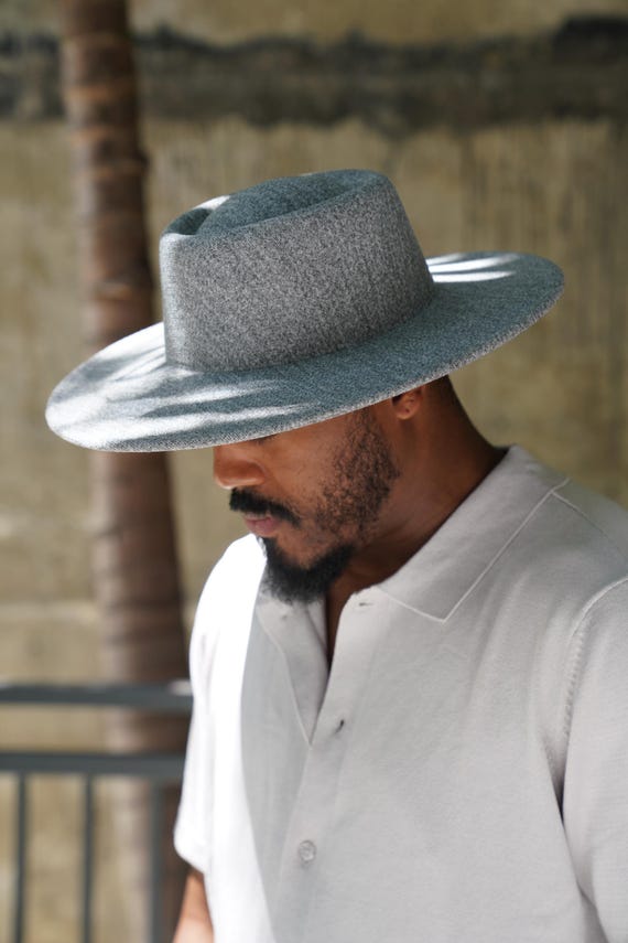 Stone Grey Boater Fedora Hat, Trendy Fedora Hats for Men 