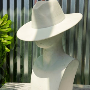 Pure White Wide Brim Fedora image 3