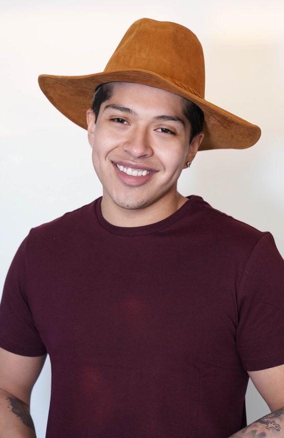 Classic Western Style Wide Brim Fedora Hat in Caramel Brown The Equator | Caramel Brown Panama Fedora – Agnoulita Hats main image 4