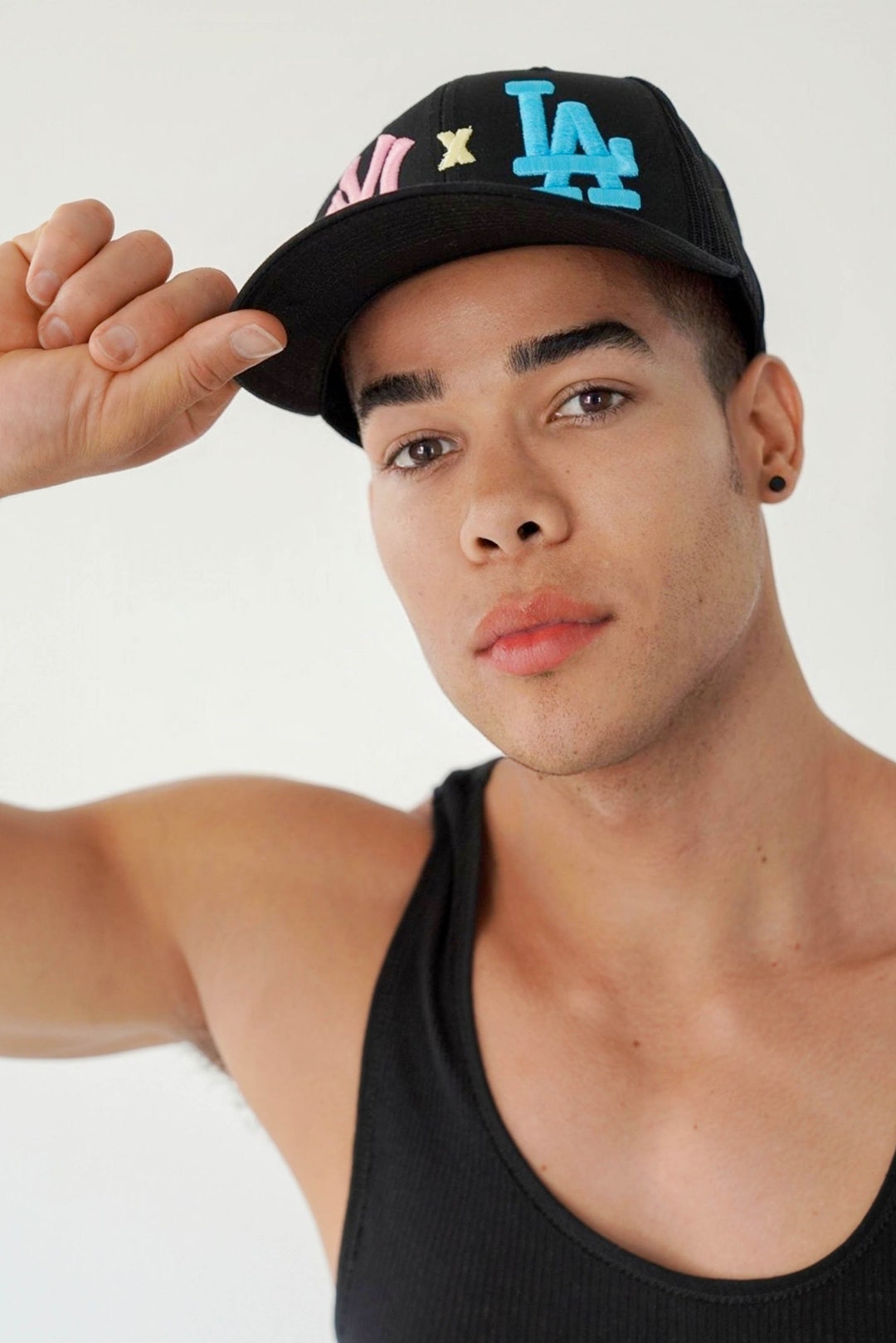 Black Pink NY X Blue LA Trucker Hat - Etsy