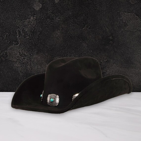 Black Velvet Cowboy Fedora Hat – Western Fedora With Silver 