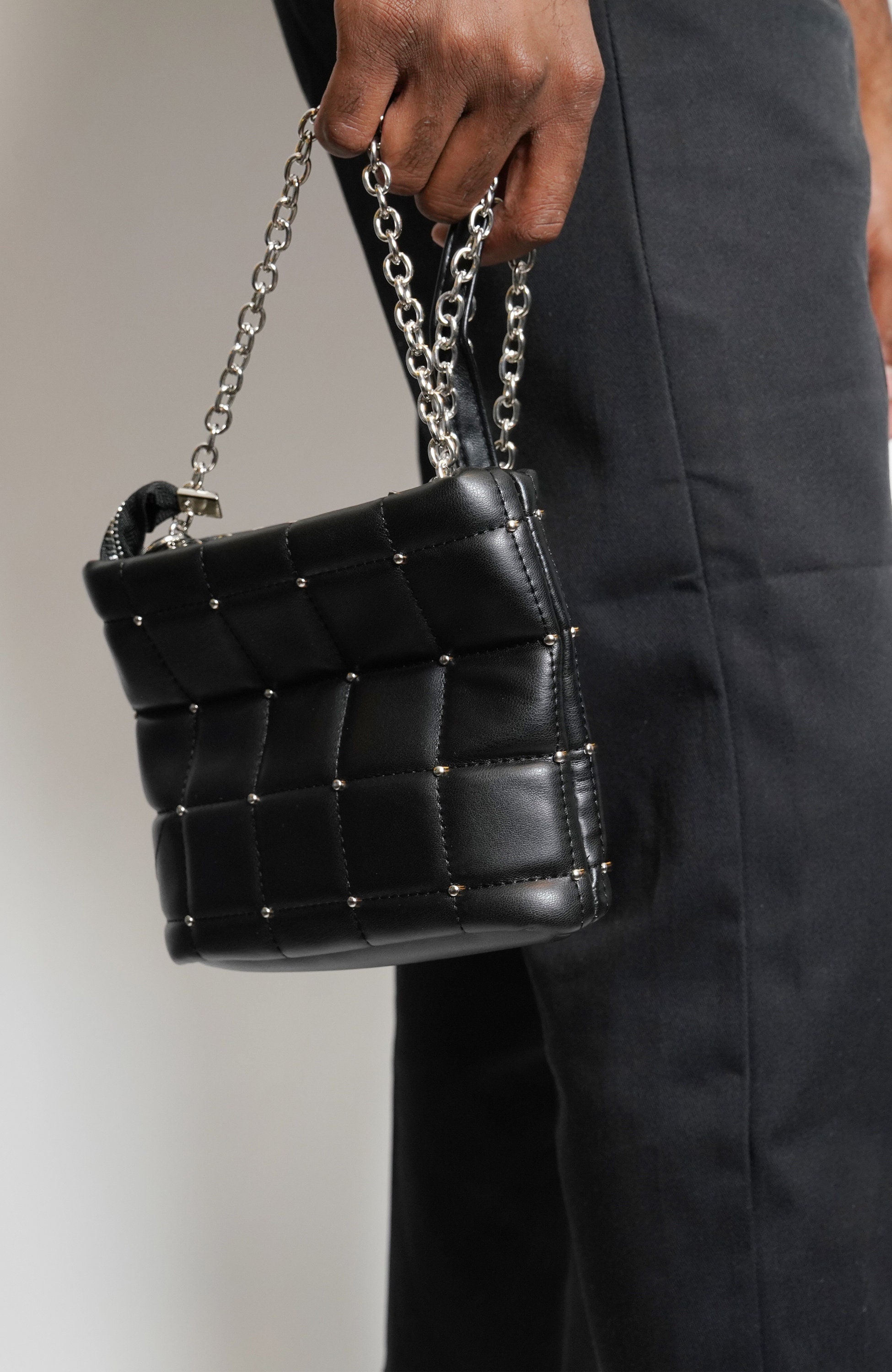 Black Vegan Padded Leather Bag - Etsy UK