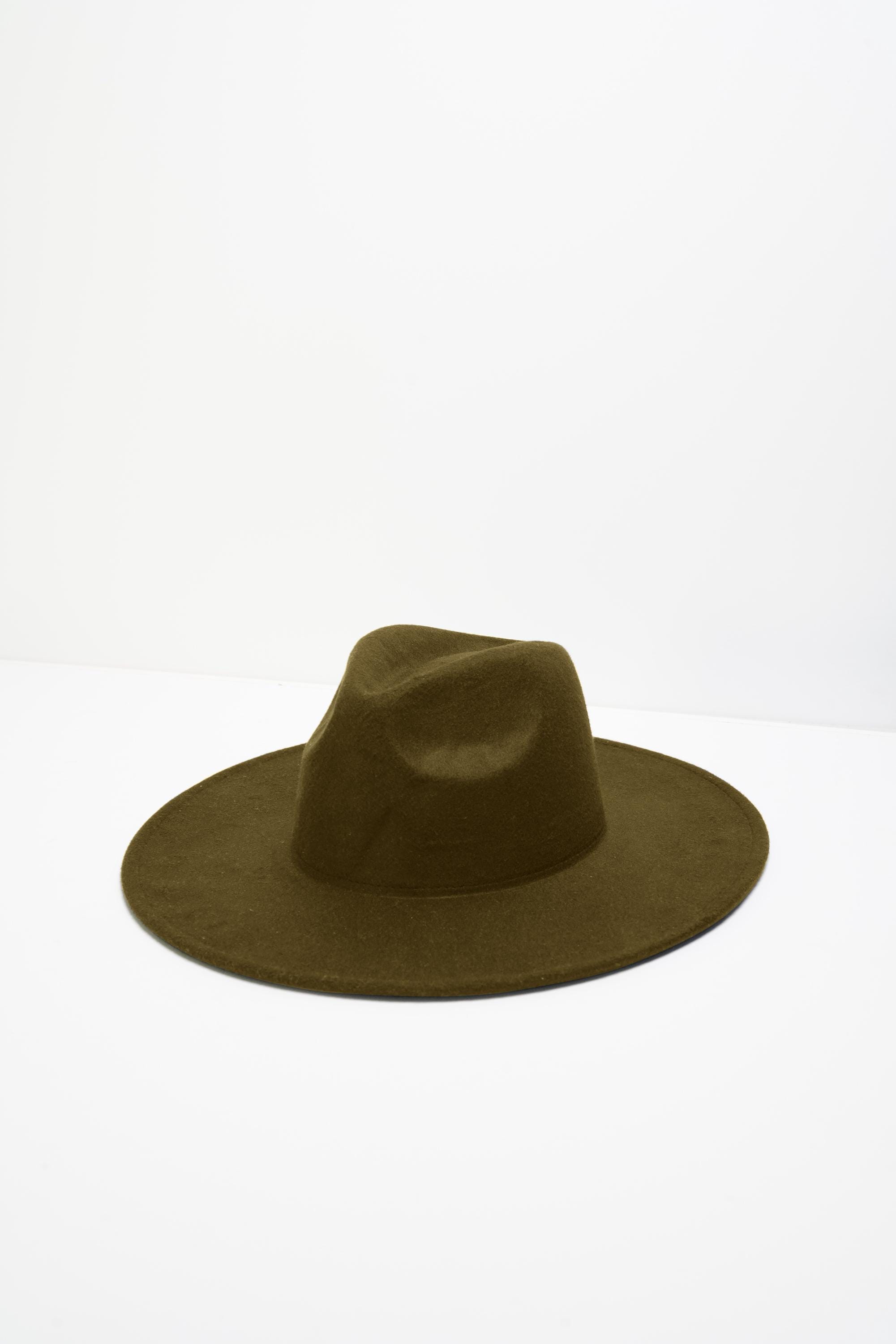Unisex Olive Fedora Hat, Wide Brim Hat, Fedora Hat, Flat 