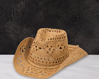 Summer Straw Cowboy Hat Women Men — Boho Western Cowgirl Hat  display picture 2