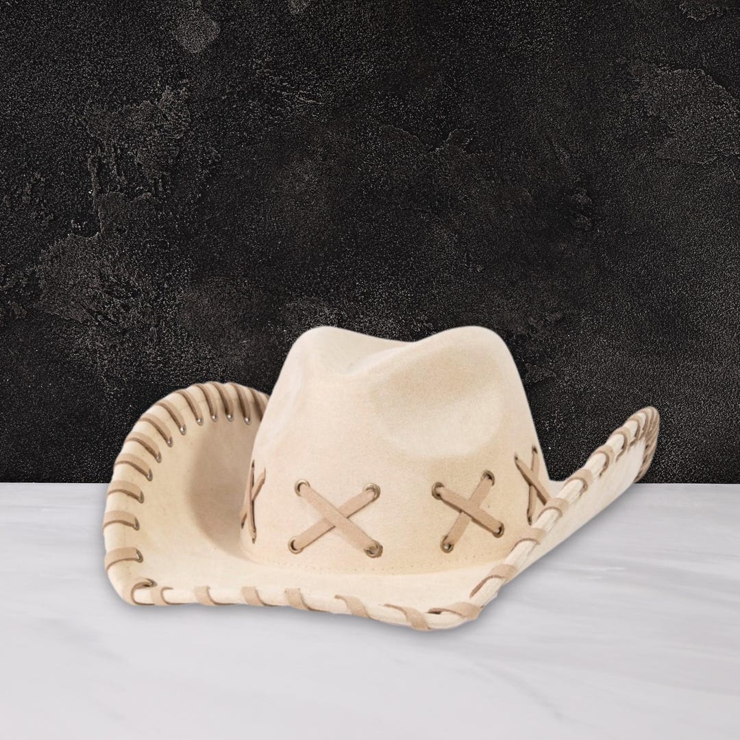 Beige Suede Western Fedora Hat NWT Cute Taupe Fedora Western Hat | Women main image 4