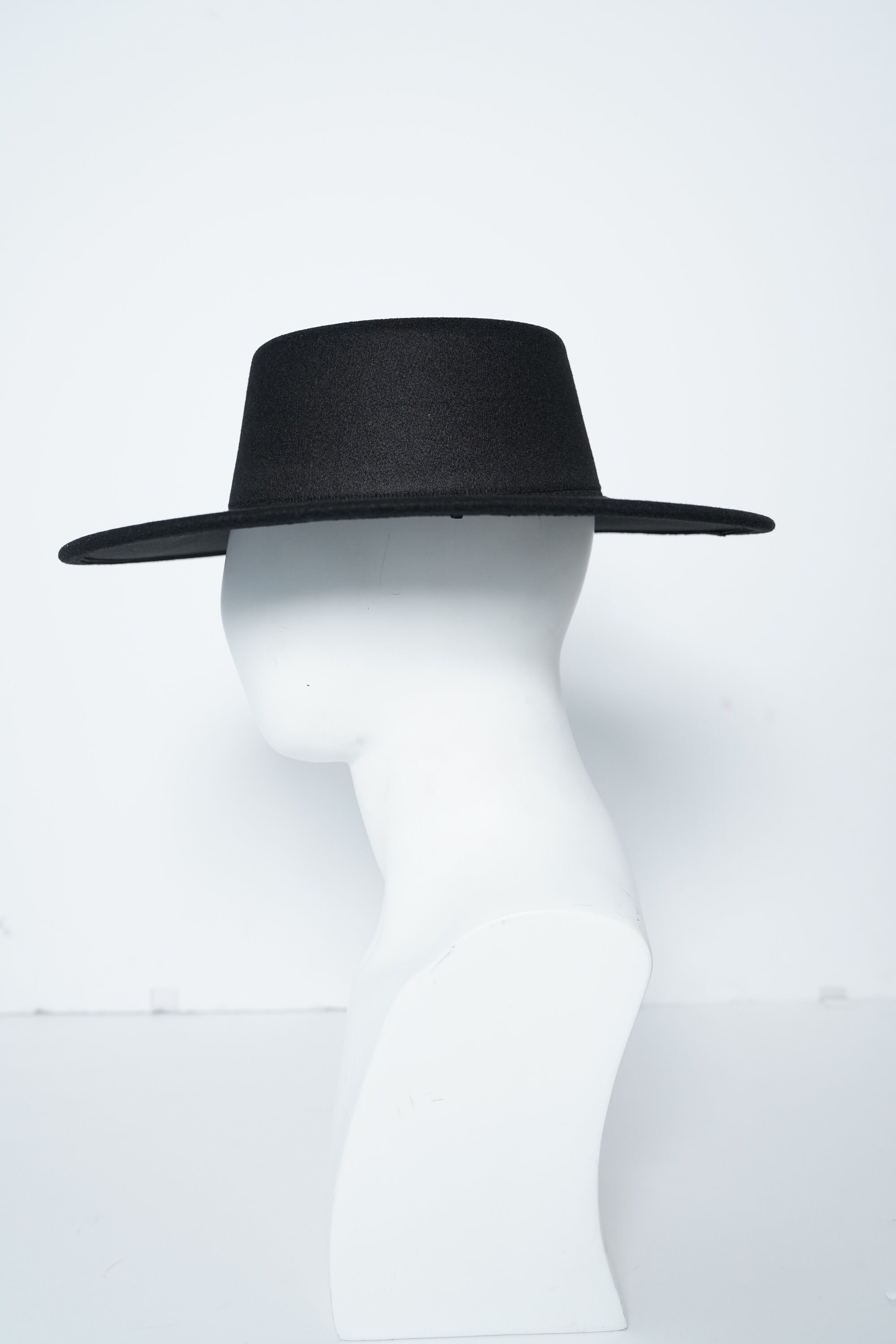 Unisex Black Boater Fedora Hat , Big Wide Brim Fedora Hats 