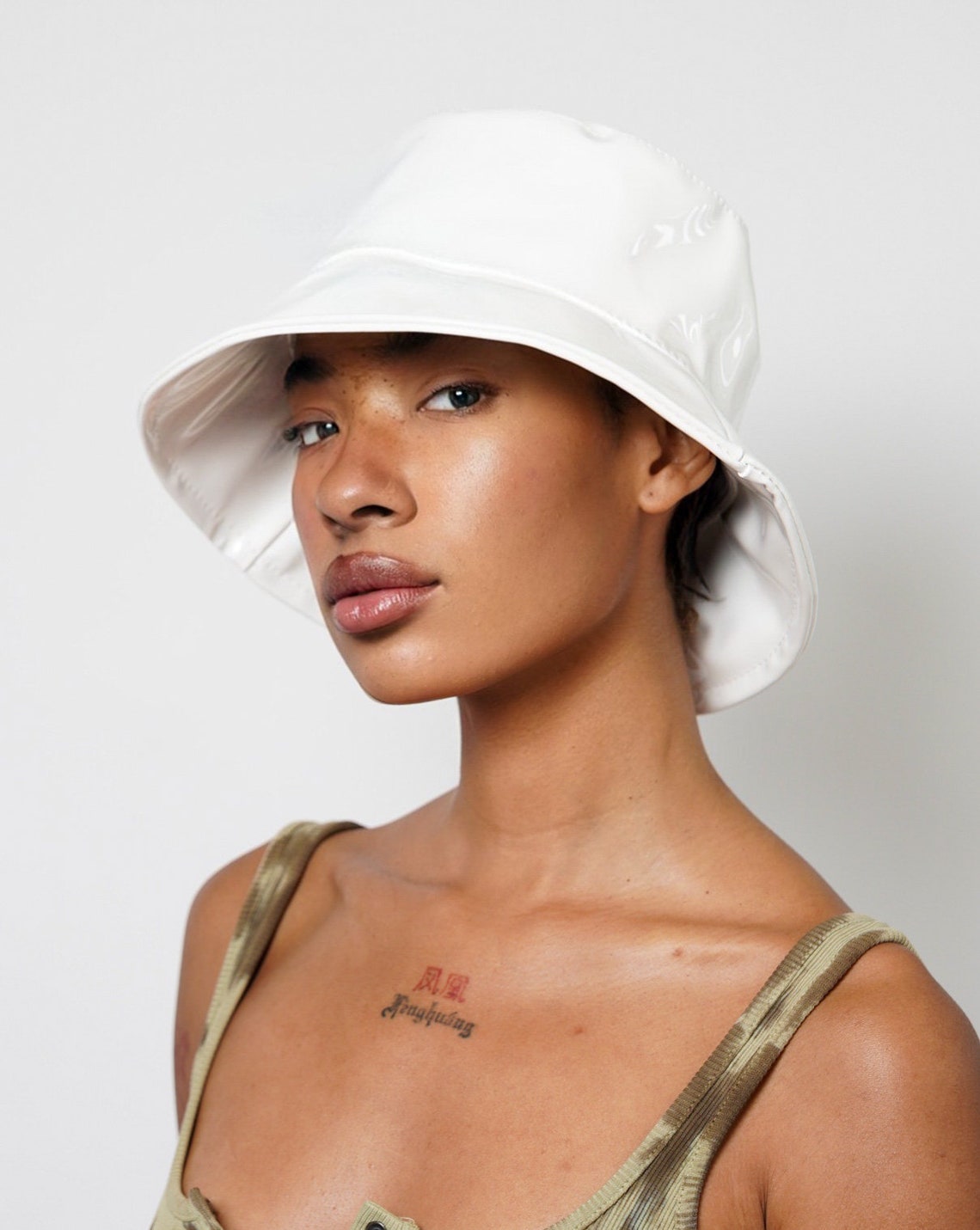 white faux hat