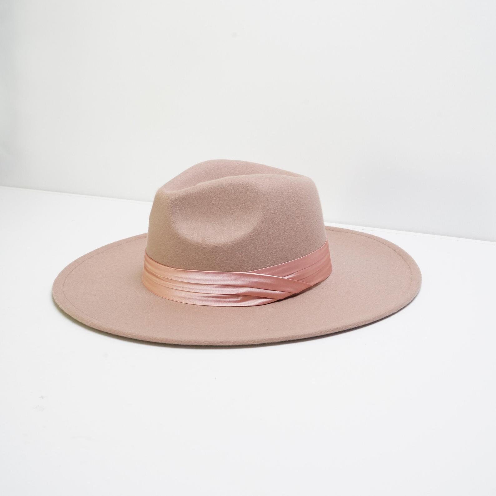Pink Fedora Hat with Satin Ribbon Etsy