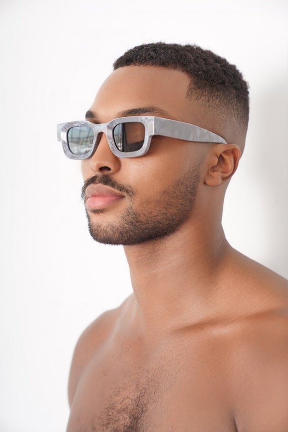 Block Grey Marble Retro Sunglasses