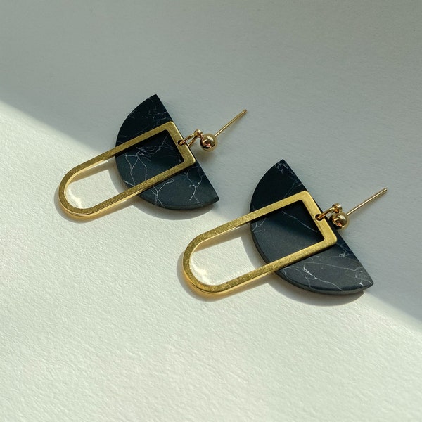 MIA | Marble Series | Earrings | Polymer clay earrings | Polymerclay | handmade | minimalist | Geometrically | Statement earrings