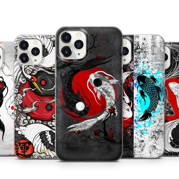 Japanese style phone case, Koi Fish iphone case for Iphone 13, 12, 11, X, XS, XR, 7+8+, Samsung A12,A51,A52,A72, Galaxy S22,S21,S20,S10,FE