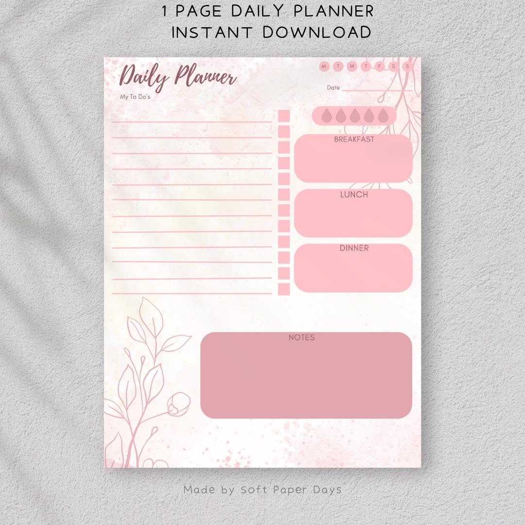 Aesthetic Pink Daily Planner – Printable Self-care PDF – To-do List ...