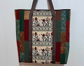 Handcrafted Quilted Lined Tote Bag With Shoulder Straps Box Bottom - Birdhouses