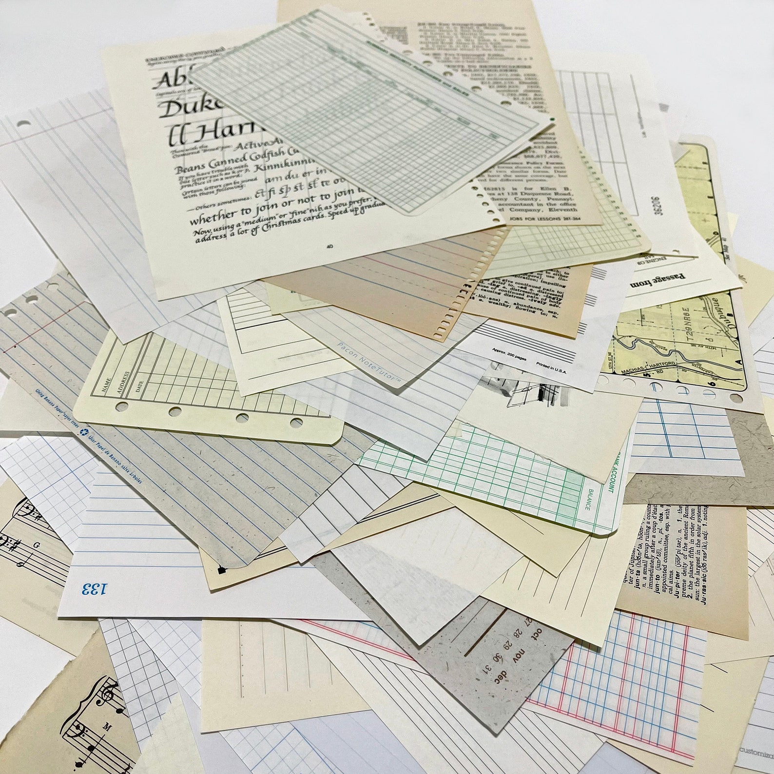 Assortment of Papers Book Pages in Neutral Shades for Art Etsy