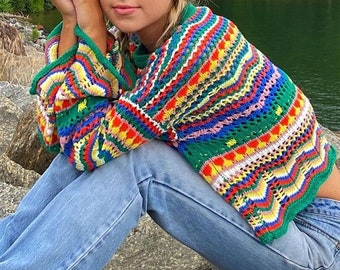 knit rainbow sweater