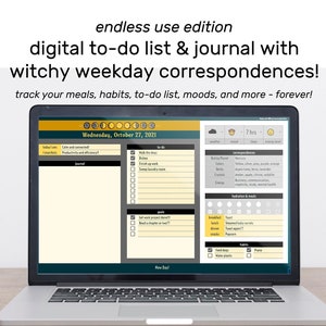 Witchy Digital Planner & Journal - Easy Use Google Sheet | Mood Tracker, Meal Tracker, Habit Tracker, Weather Tracker, and more!