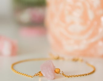 Rose Quartz Bracelet, Love bracelet, Gift for her, Dainty bracelet, Gold Filled, Sterling Silver, Minimalist Bracelet, Rose quartz jewellery