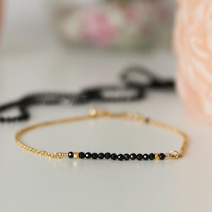 Black Tourmaline Bracelet, Protection bracelet, Natural Stone, Gold Filled, Sterling Silver, Minimalist Bracelet, Crystal, Healing stone