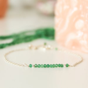 Jade Bracelet, Prosperity, Lucky stone, Real crystal, Natural Stone, Gold Filled, Sterling Silver, Minimalist Bracelet, Dainty Bracelet