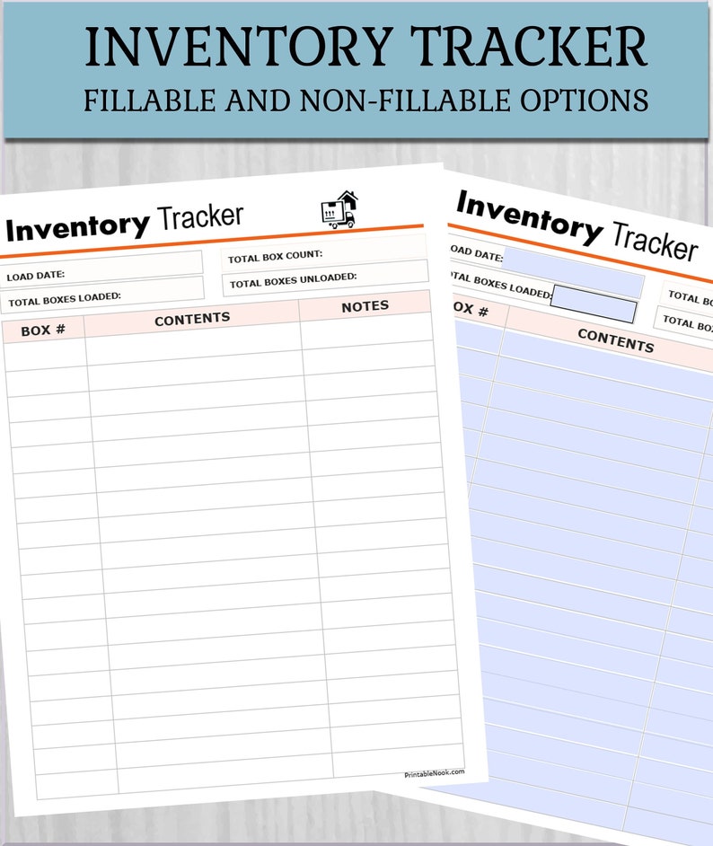 Inventory Tracker Moving Box Checklist Packing List Inventory Control Moving House List editable