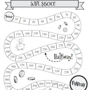 Savings Tracker Money Challenge Save 500 Dollars Goal Save Fund Saving Game Tally Log Planner Coloring Sheet image 4