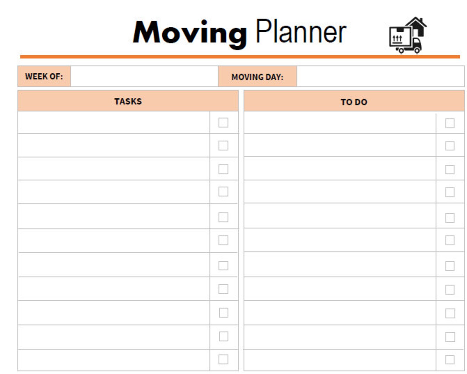 Moving Planner | Moving Tracker | Task Sheet for Moving | Moving House ...