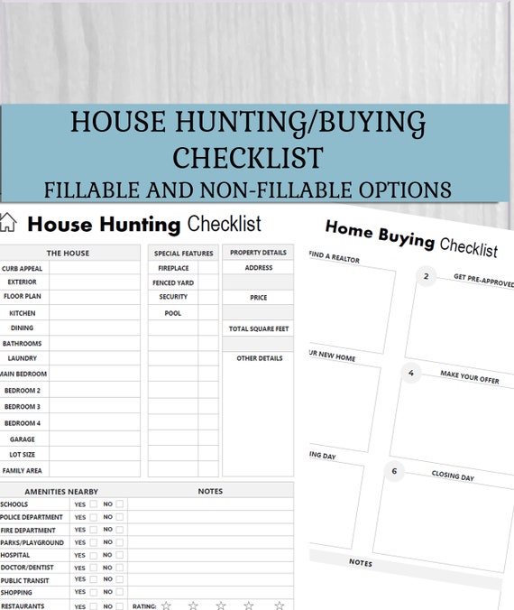 House Hunting Checklist Home Buying House Tracker House Etsy