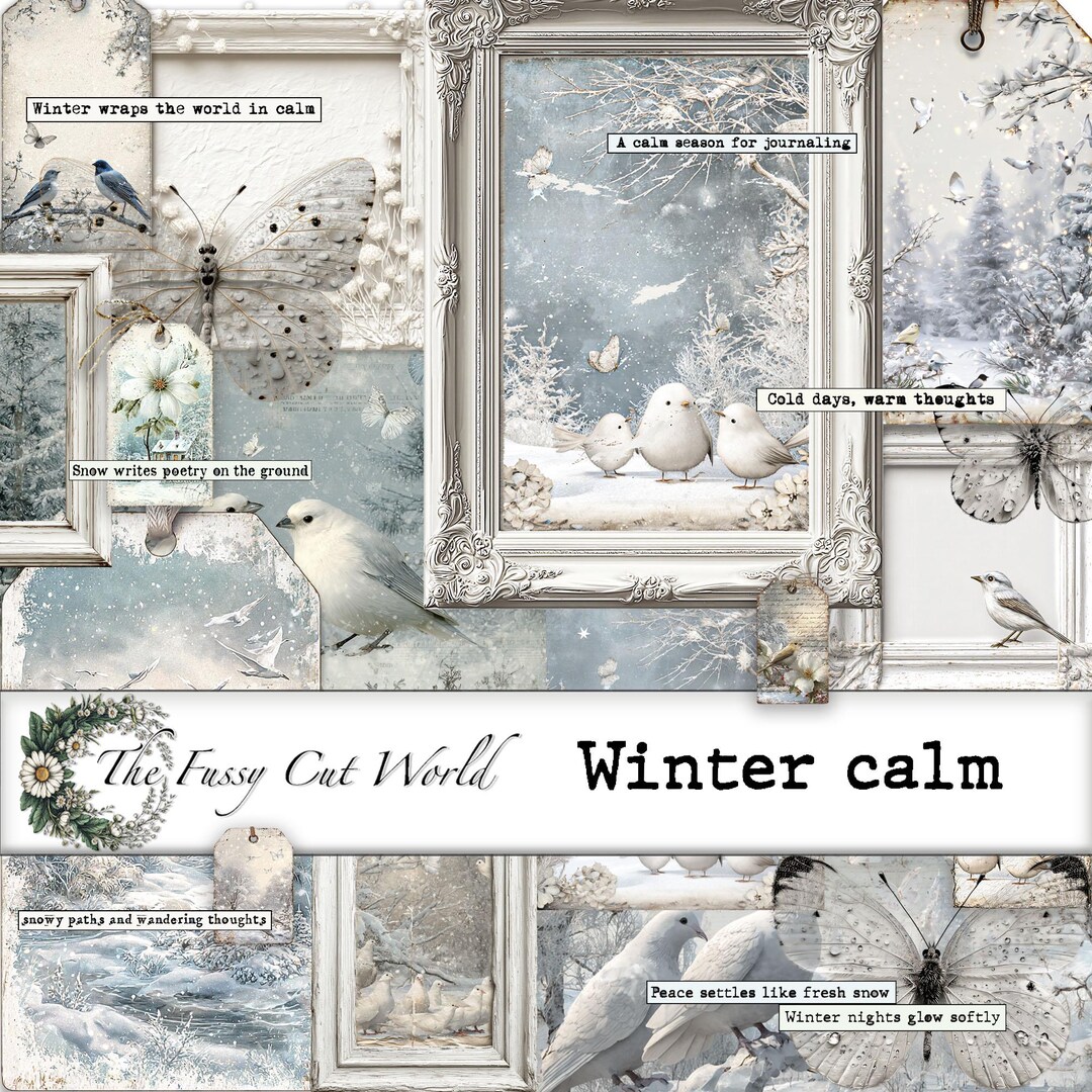 Winter Calm Junk Journal Kit, Vintage Ephemera, Tags (PDF Download) - Etsy