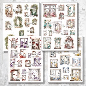 Impressões digitais vintage, chiques e surradas de contos de fadas com recortes sofisticados para janelas, itens efêmeros para tela, cartões, diário, diário de recortes, scrapbooking